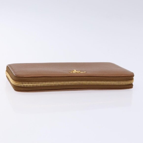 PRADA Long Wallet Leather Brown Gold Auth 133495 - Picture 7 of 16